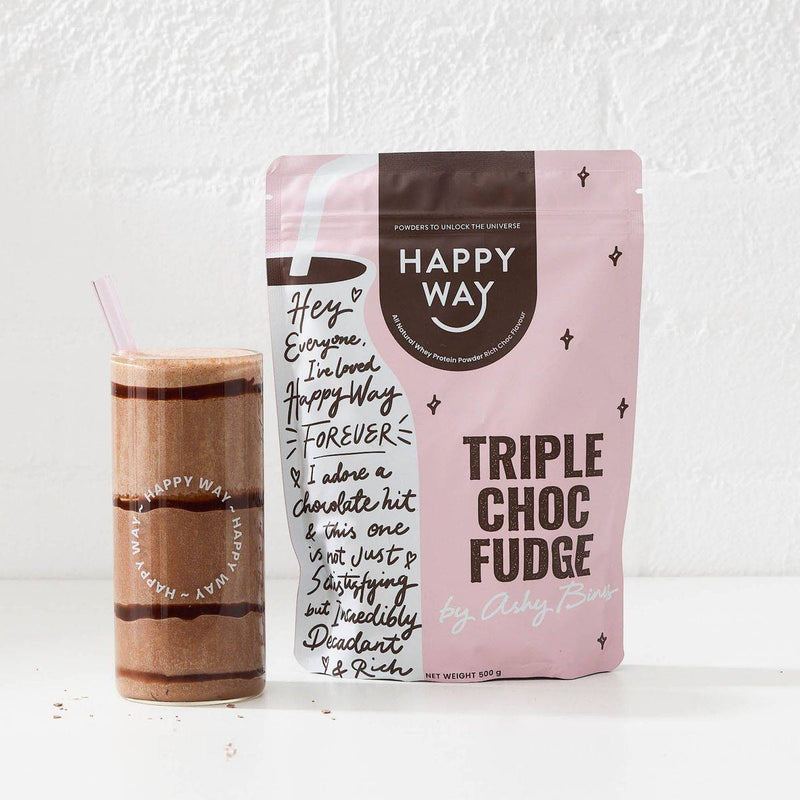 Happy Way Whey Protein Powder Triple Choc Fudge 500g