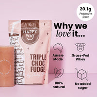 Happy Way Whey Protein Powder Triple Choc Fudge 500g