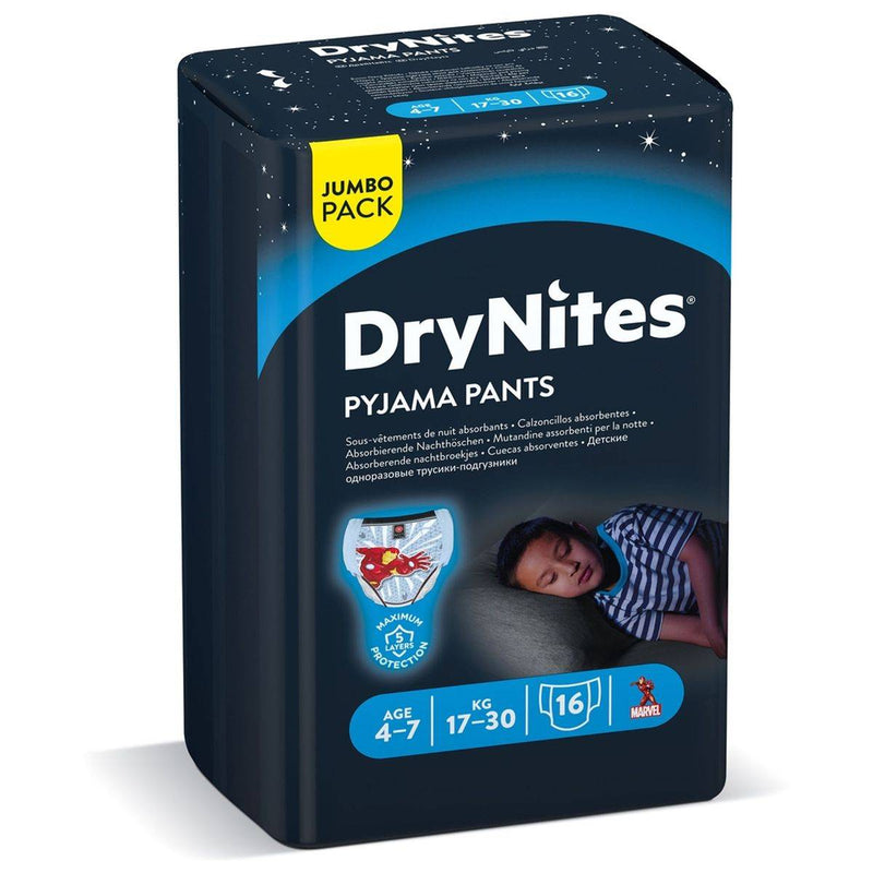 Huggies Drynites Pyjama Pants Jumbo Pack 4-7 Years (17-30 kg) Boy 16 Pieces