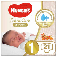 Huggies Extra Care Newborn Size 1 (upto 5kg) 21 Pieces