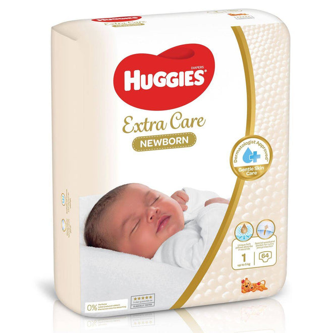 Huggies Extra Care Newborn Size 1 (upto 5kg) Jumbo 64 Pieces