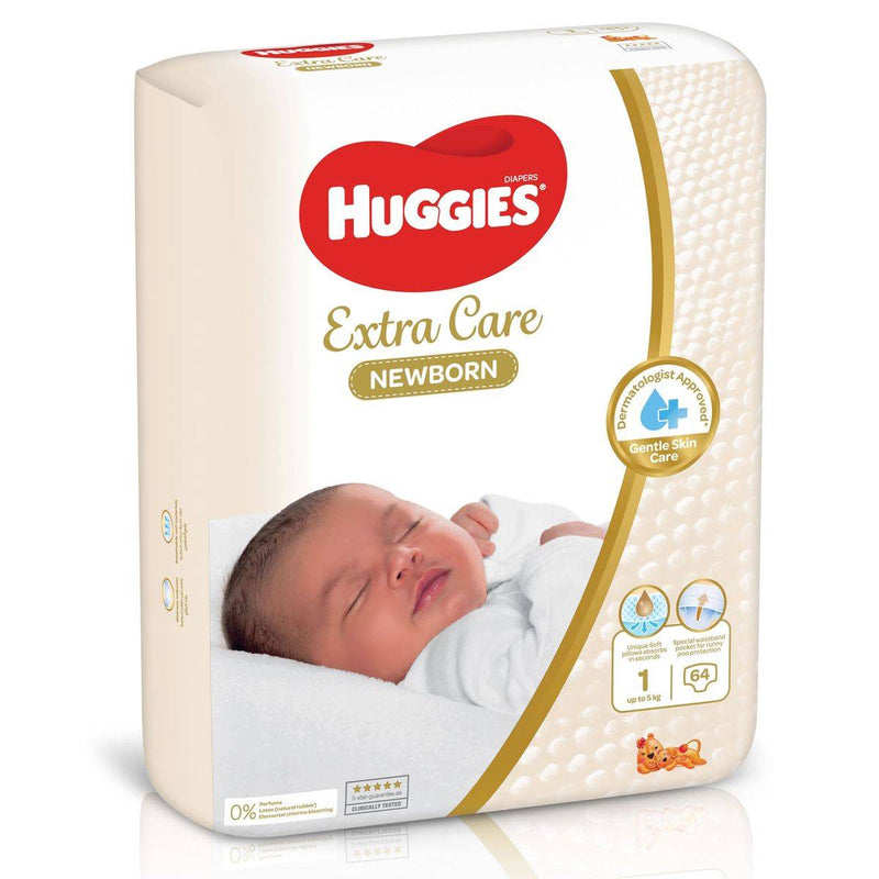Huggies Extra Care Newborn Size 1 (upto 5kg) Jumbo 64 Pieces
