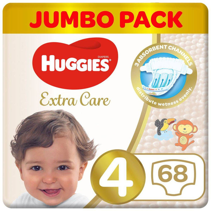 Huggies Extra Care Size 4 (8-14 kg) Jumbo 68 Pieces