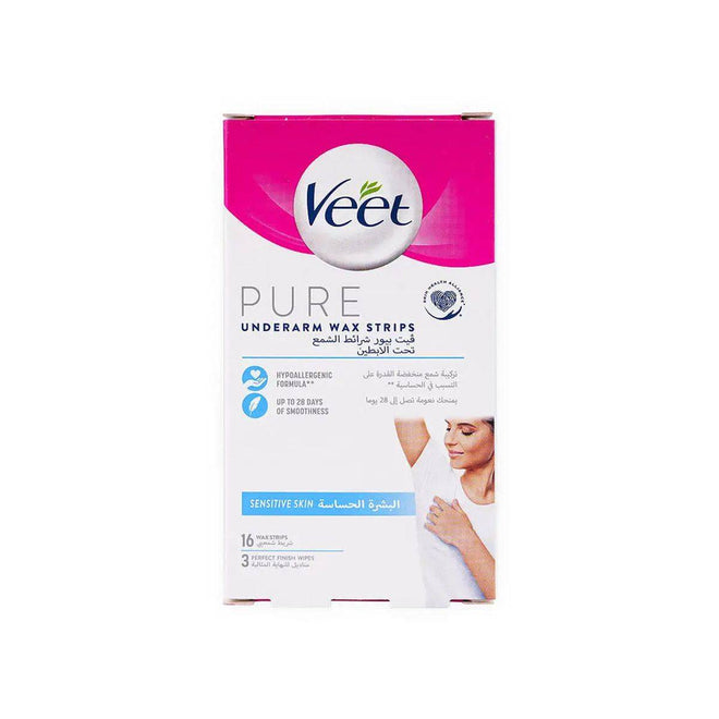 Veet Wax Strips Pure Underarm Wax For Sensitive Skin 16 Strips
