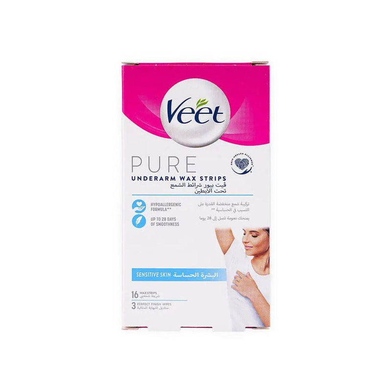 Veet Wax Strips Pure Underarm Wax For Sensitive Skin 16 Strips