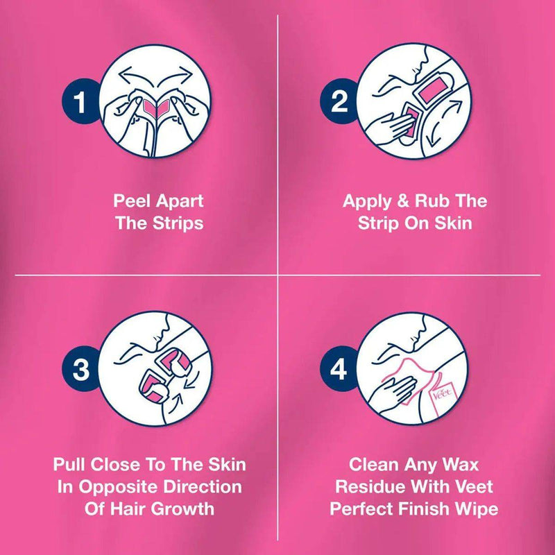 Veet Wax Strips Pure Underarm Wax For Sensitive Skin 16 Strips