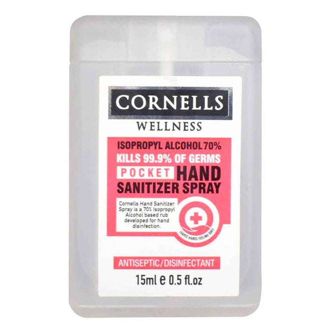 Cornells Wellness Isopropyl Alcohol 70% Solution Pocket Hand Sanitizer Spray 15ml