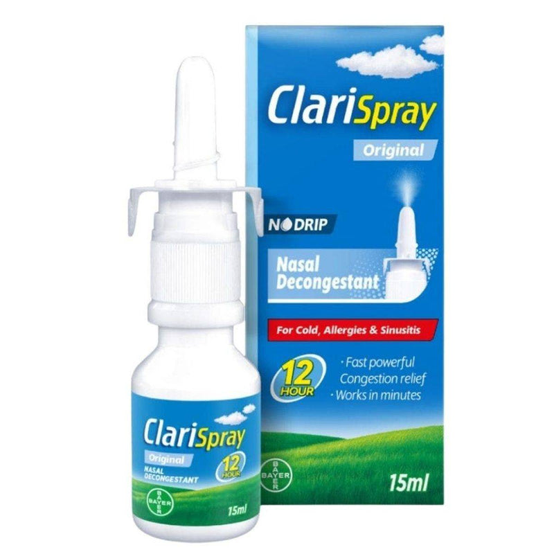 ClariSpray Original 12 Hour No Drip Nasal Decongestant Spray 15ml