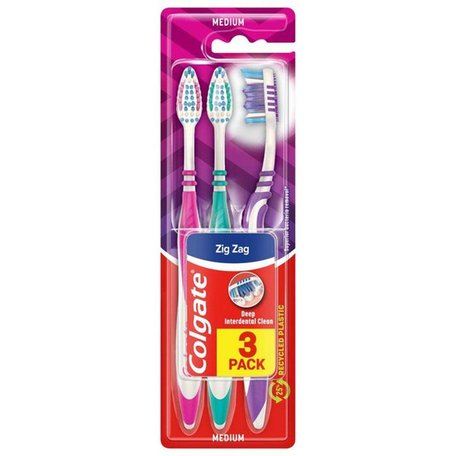 Colgate Toothbrush Zigzag Medium 3 Pieces