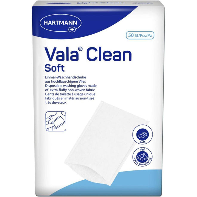 Molicare Vala Clean Soft Disposable Washing Gloves 23x15.5cm 50 Pieces