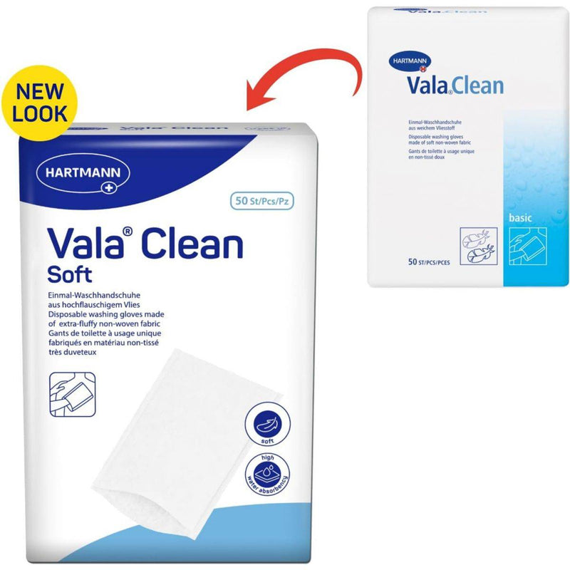 Molicare Vala Clean Soft Disposable Washing Gloves 23x15.5cm 50 Pieces
