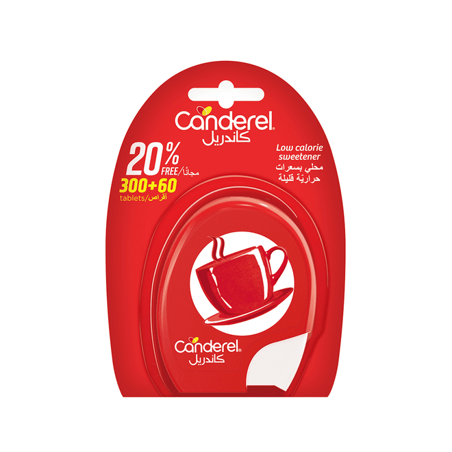 Canderel Aspartame Low Calorie Sweetener 300 + 60 Tablets