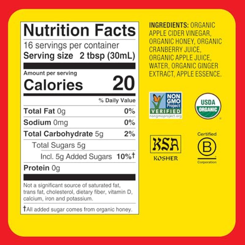 Braggs Organic Apple Cider Vinegar Cranberry Apple 473ml