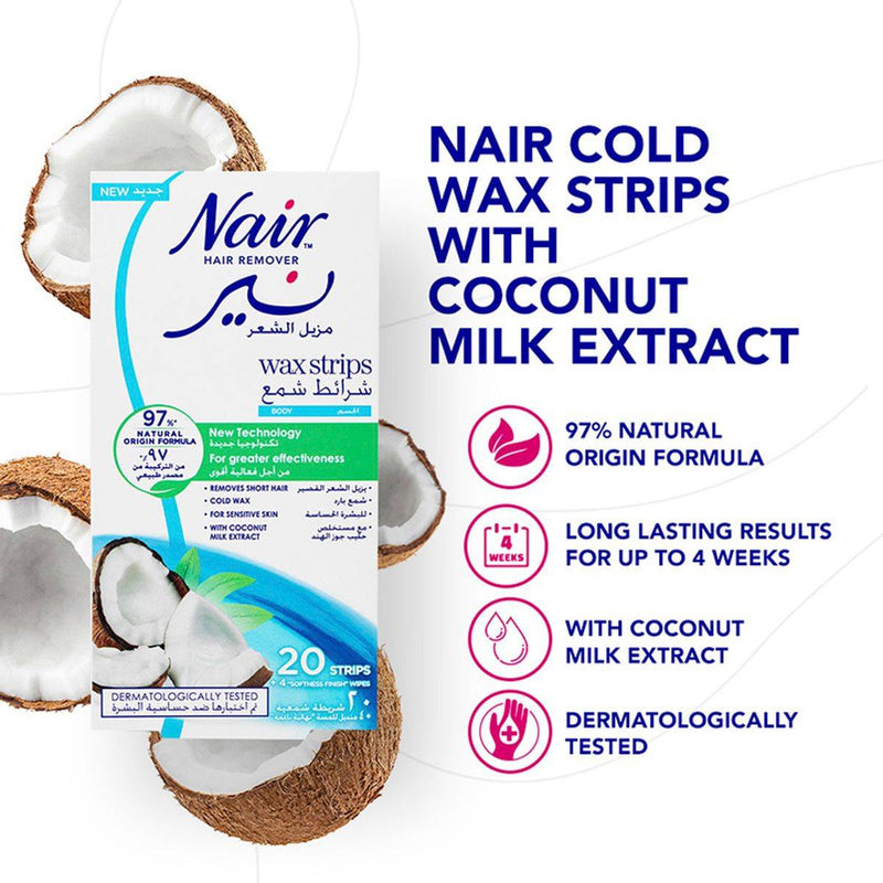 Nair Body Wax Strips Coconut 20 Pack