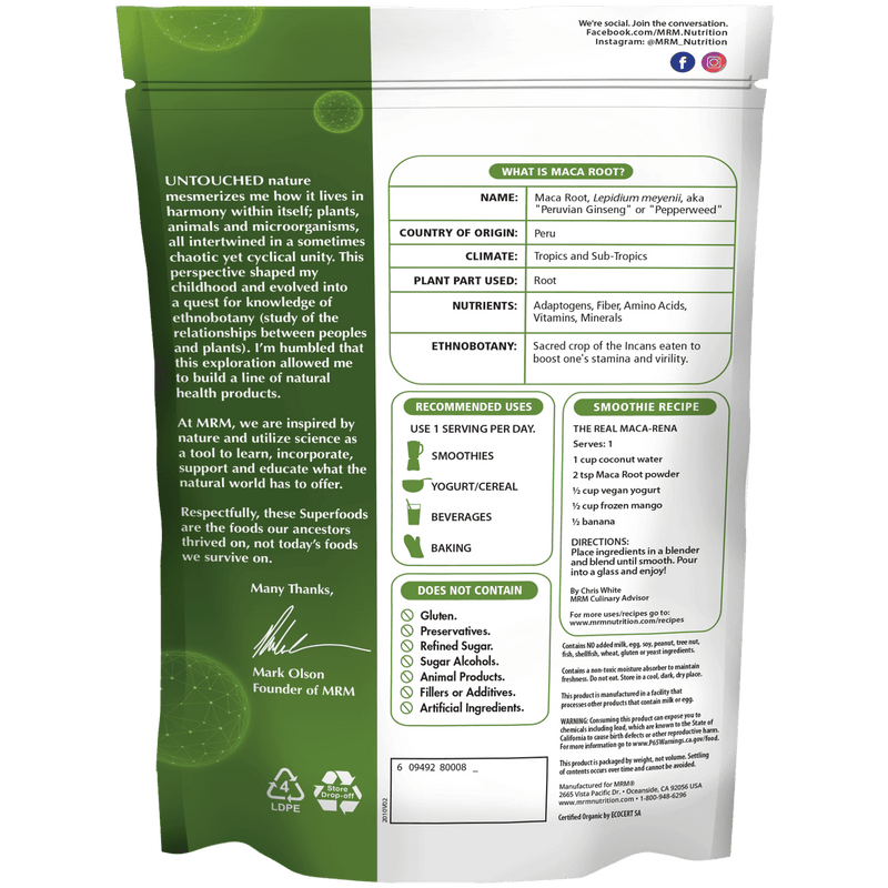 MRM Nutrition Maca Root Organic Powder 240g