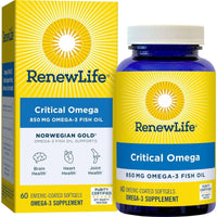 Renew Life Norwegian Gold Omega-3 Fish Oil Critical Omega 60 Softgels