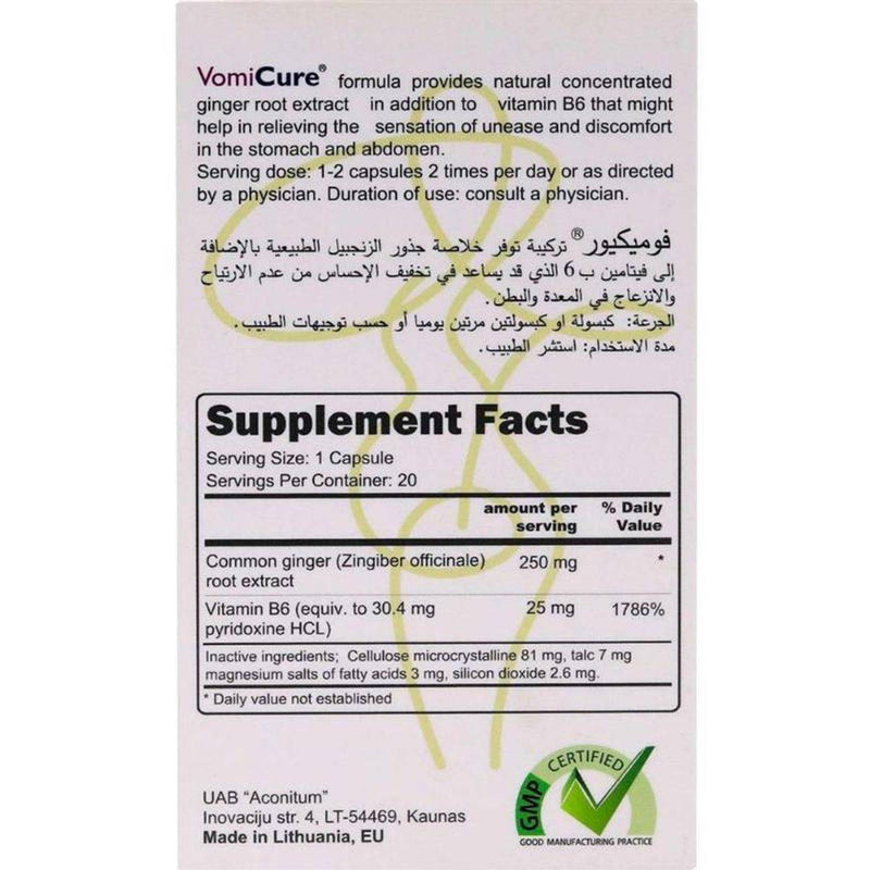 Vomicure with Ginger Root Extract 20 Capsules
