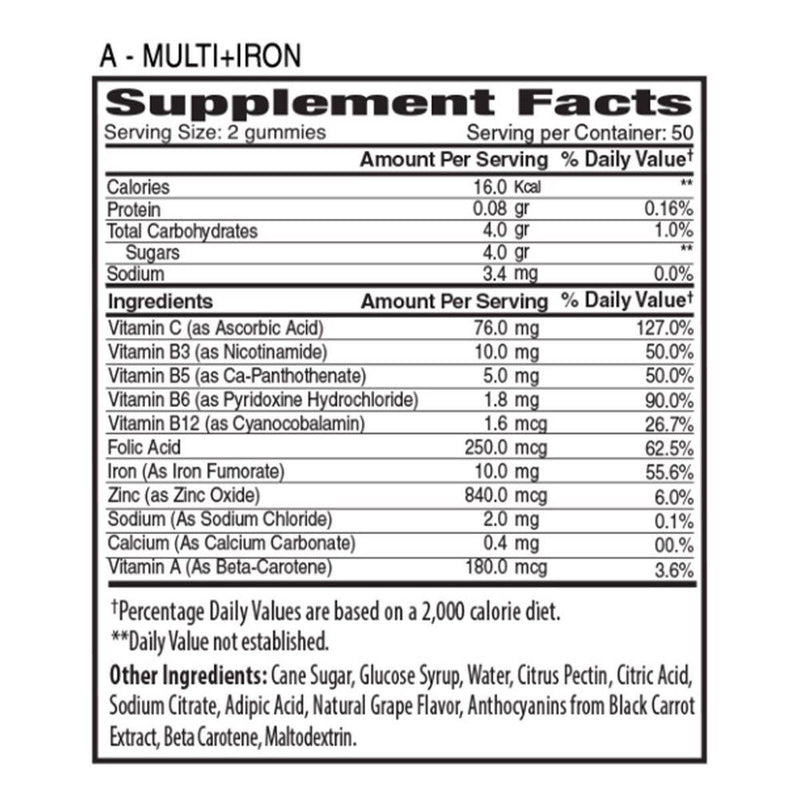 The Gummies Co Adults Multivitamin + Iron 100 Gummies