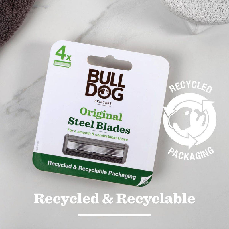 Bulldog Skincare For Men Original Steel Blades Refill 4 Cartridges