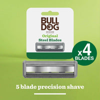 Bulldog Skincare For Men Original Steel Blades Refill 4 Cartridges