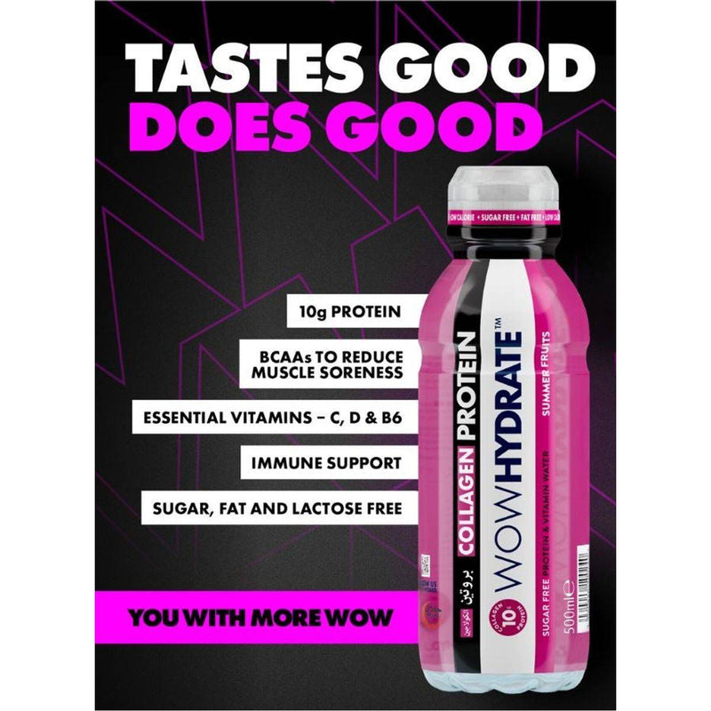 WOW Hydrate Protein Water Summer Fruits 500ml