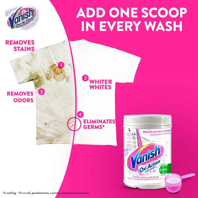 Vanish Stain Remover Oxi Action Fabric Crystal White Powder 450g