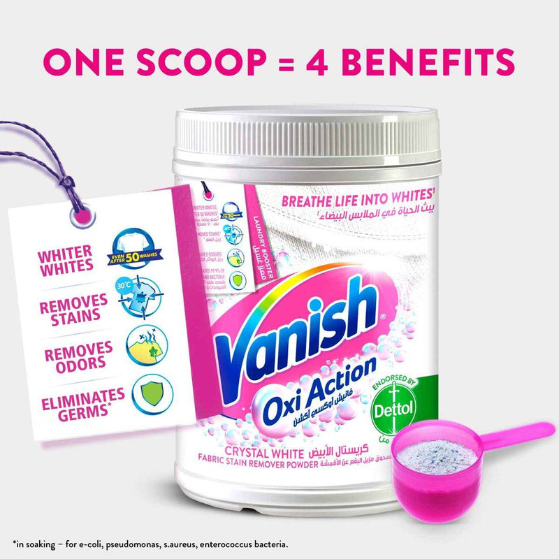 Vanish Stain Remover Oxi Action Fabric Crystal White Powder 900g