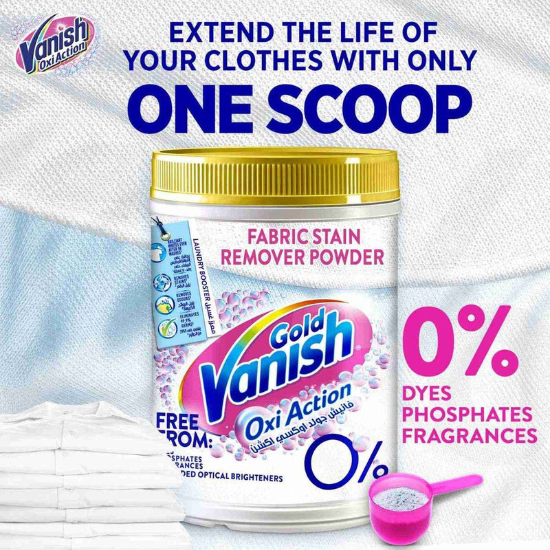 Vanish Stain Remover Oxi Action Fabric Gold White Powder 900g