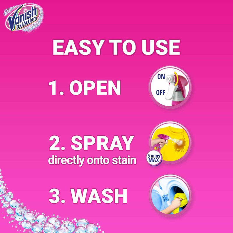 Vanish Stain Remover Oxi Action Fabric Pre Wash Trigger Spray 500ml