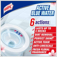 Harpic Active Blue Water Toilet Cleaner Rim Block Blue Floral 35g