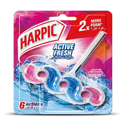 Harpic Active Fresh Toilet Cleaner Rim Block Floral Blossom 35g