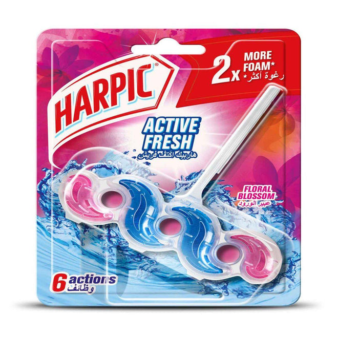 Harpic Active Fresh Toilet Cleaner Rim Block Floral Blossom 35g