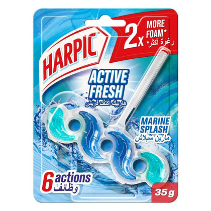 Harpic Active Fresh Toilet Cleaner Rim Block Marine Splash 35g