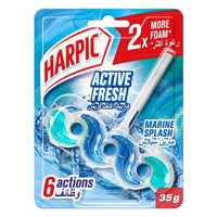 Harpic Active Fresh Toilet Cleaner Rim Block Marine Splash 35g