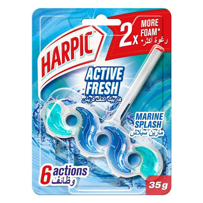 Harpic Active Fresh Toilet Cleaner Rim Block Marine Splash 35g