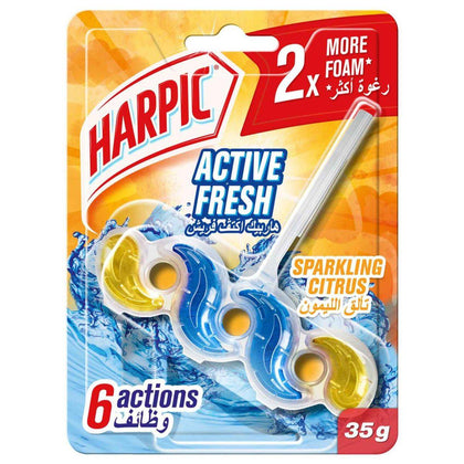 Harpic Active Fresh Toilet Cleaner Rim Block Sparking Citrus 35g