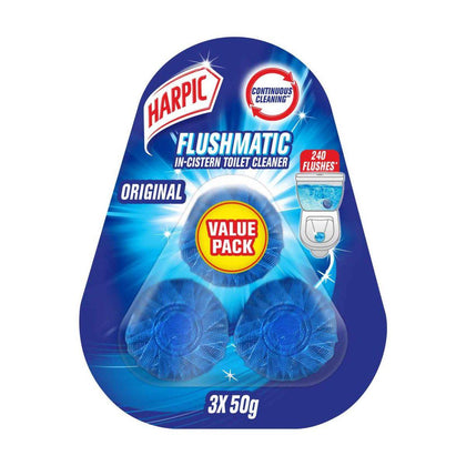 Harpic Flushmatic In Cistern Toilet Cleaner Original 50g 3 Value Pack