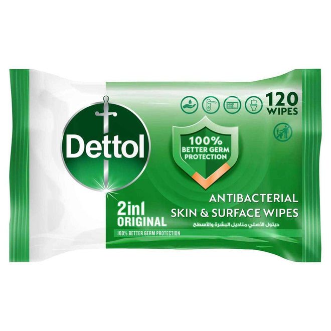 Dettol Antibacterial Skin Wipes Original 120 Sheets
