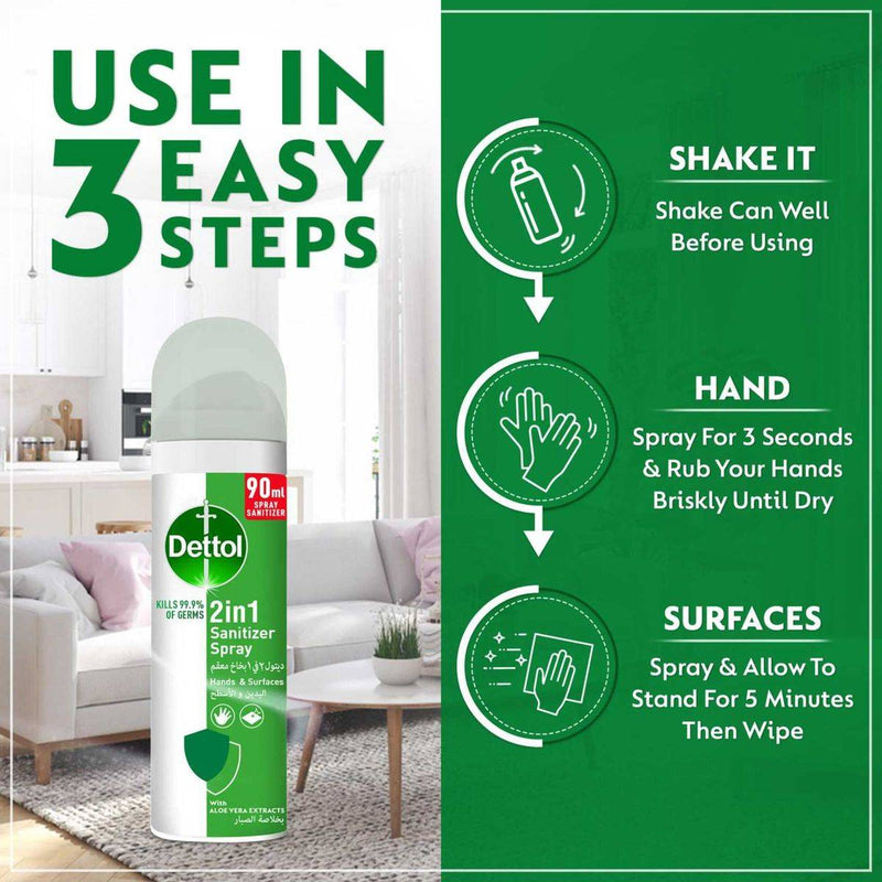 Dettol Antibacterial Hand Sanitizer Spray 90ml