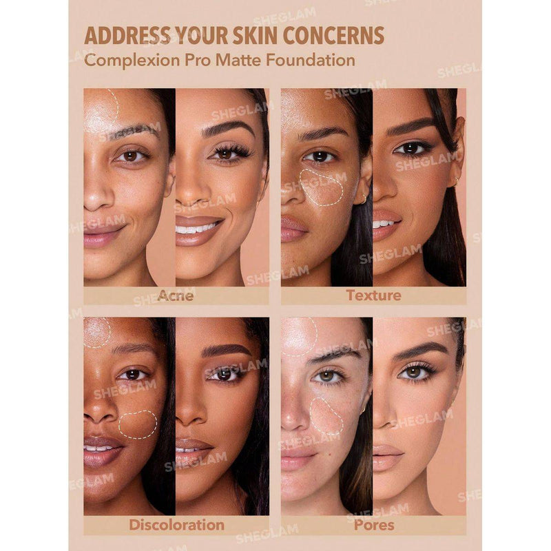 Sheglam Complexion Pro Long Lasting 
Breathable Matte Foundation Porcelain 30ml