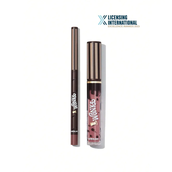 Sheglam Willy Wonka Cocoa Kiss Lipstick & Liner Set Cookies N' Milk 2.7ml