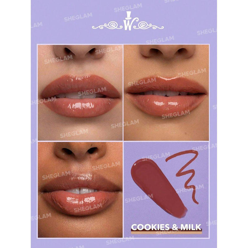 Sheglam Willy Wonka Cocoa Kiss Lipstick & Liner Set Cookies N' Milk 2.7ml