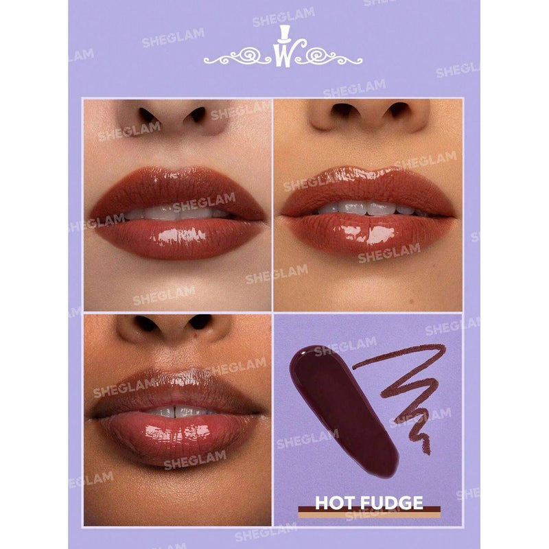 Sheglam Willy Wonka Cocoa Kiss Lipstick & Liner Set Hot Fudge 2.7ml