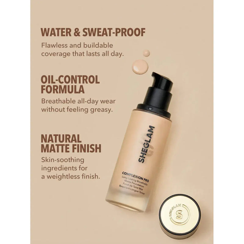 Sheglam Complexion Pro Long Lasting 
Breathable Matte Foundation Chestnut 30ml