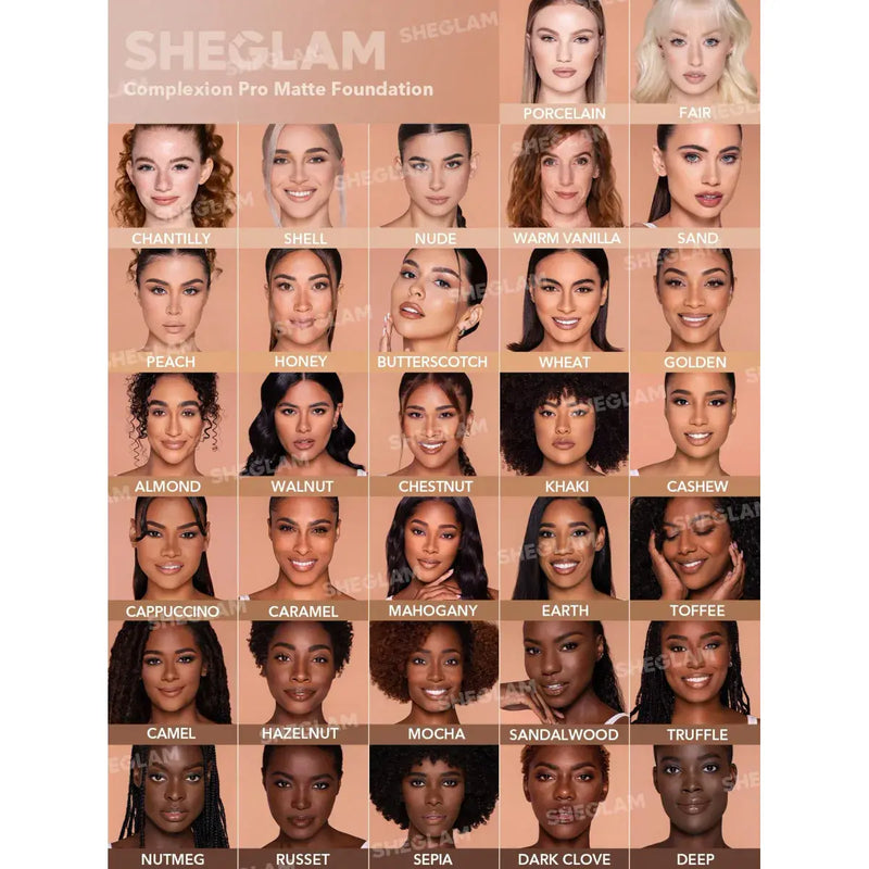 Sheglam Complexion Pro Long Lasting 
Breathable Matte Foundation Chestnut 30ml