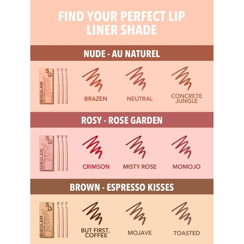 Sheglam So Lippy Lip Liner Set Au Naturel 3x0.25g