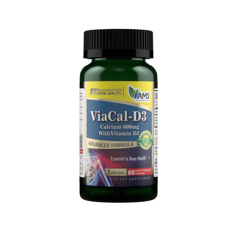 AMS ViaCal D3 Calcium 600mg with Vitamin D3 60 Capsules