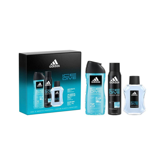 Adidas Ice Dive Eau de Toilette 100ml + Body Spray 150ml + Shower Gel 250ml Gift Set
