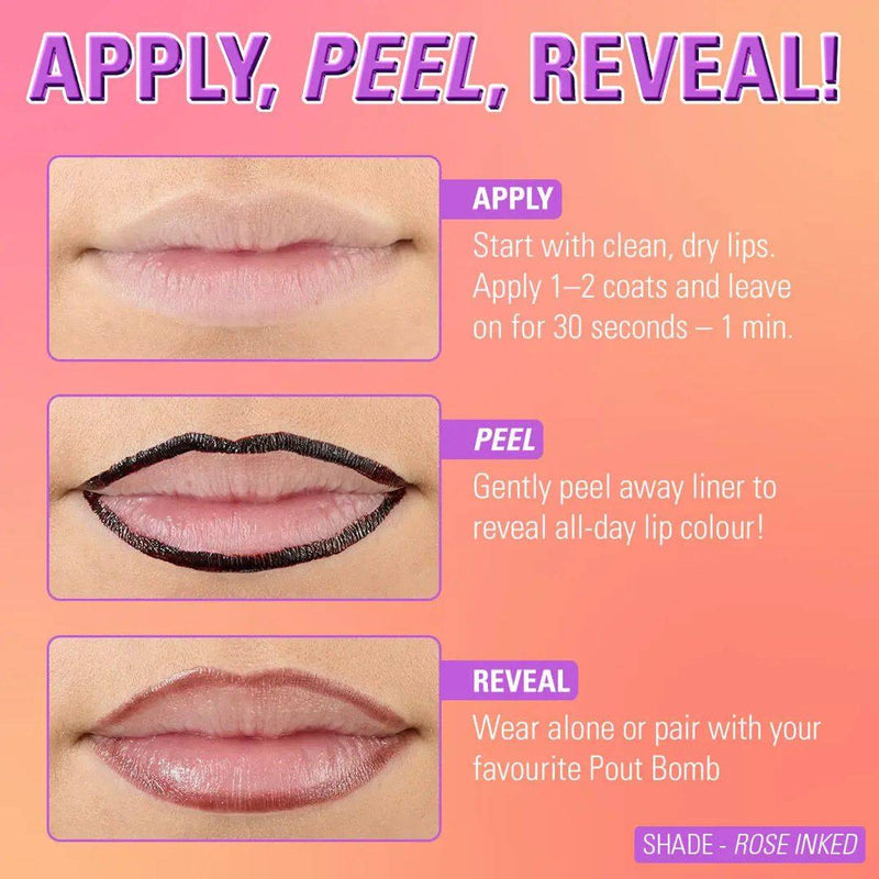 Revolution Makeup Lip Shift Ink Peel Off Lip Liner Rose Inked 1.8ml