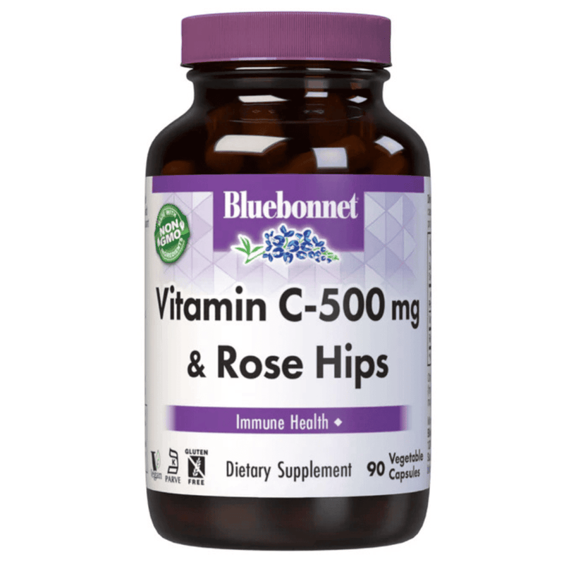 Bluebonnet Vitamin C 500mg & Rose Hips 90 Vegetable Capsules